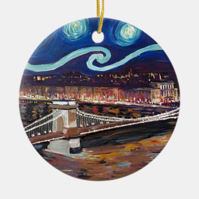 Sternenklare Nacht in Budapest Ungarn mit dem Keramikornament (Vorne)