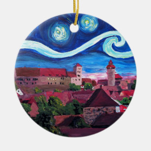 Sternenklare Nacht in Nürnberg Deutschland mit Keramikornament