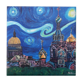 Sternenklare Nacht in St Petersburg Russland Fliese