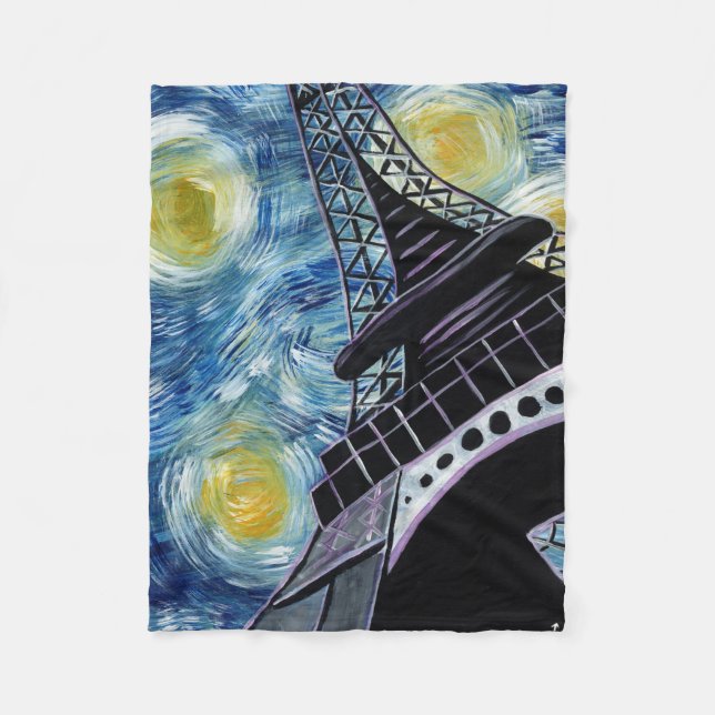 Sternenklare Nacht Paris Fleecedecke (Vorderseite)