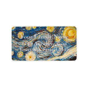 Sternenklare Nacht streichen nach Vincent van Gogh Adressaufkleber