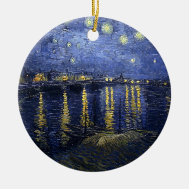 Sternenklare Nacht über dem Rhône Keramik Ornament (Vorne)