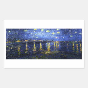 Sternenklare Nacht Van Gogh über den Rechteckiger Aufkleber
