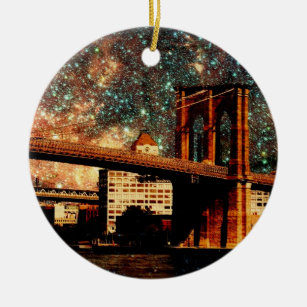 Sternenklare NachtBrooklyn-Brücke Keramikornament