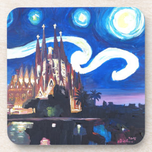 Sternenklare Nächte in Sagrada Familia in Getränkeuntersetzer