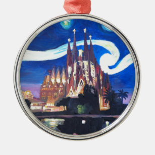 Sternenklare Nächte in Sagrada Familia in Ornament Aus Metall