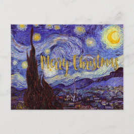 Sternenklare Nachtfrohe Weihnacht-Goldkunst Van Feiertagspostkarte
