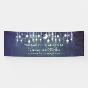 Sternenklare Nachtmond-und -stern-blaue Hochzeit Banner