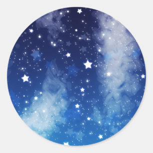 Sternenklarer blauer nächtlicher Himmel Runder Aufkleber