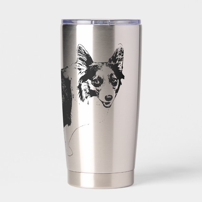 Sternenklarer Corgi-Jubel Thermobecher (Rückseite)