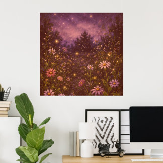 Sternenklarer Himmel und Glühwürchen Poster für di
