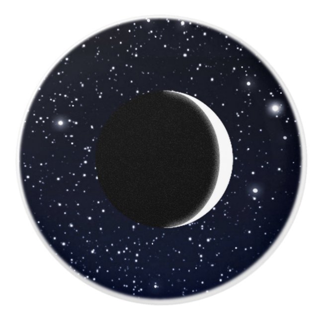 Sternenklarer Himmel und Halbmond-Mond, tiefes Keramikknauf (Vorderseite)