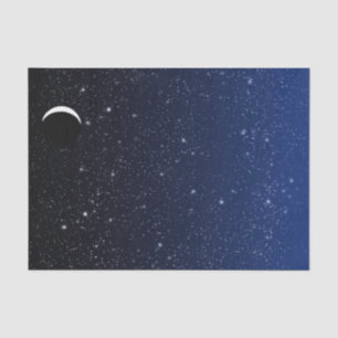 Sternenklarer Himmel und Halbmond-Mond, tiefes Seidenpapier