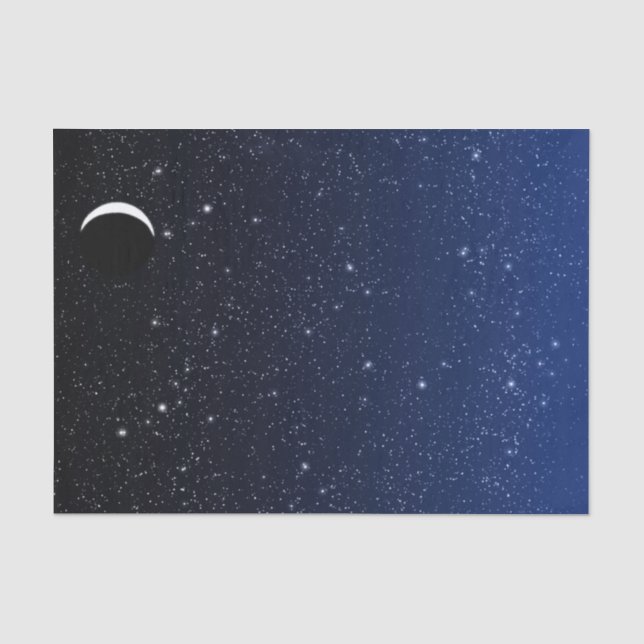 Sternenklarer Himmel und Halbmond-Mond, tiefes Seidenpapier (Vorderseite)