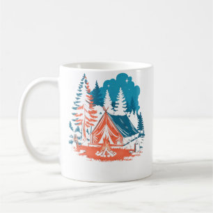 Sternenklares Campingzelt Lagerfeuer Und Kiefern A Kaffeetasse