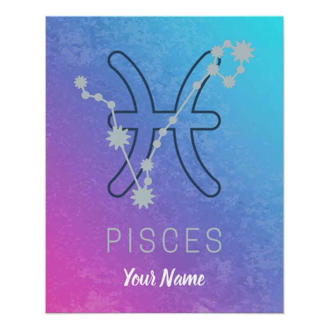 Sternenkonstellation Pisces Zodiac Sign Horoskop Poster (Vorderseite)