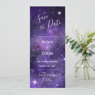 Sternenlicht des Nachthimmels Lila Hochzeit Save The Date