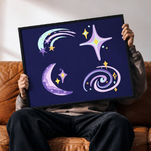 Sternenlicht & Galaxie Whimsical Celestial Canvas Leinwanddruck