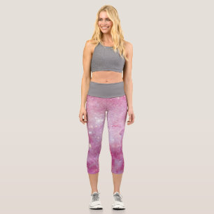 Sternenlicht Rosa Wasserfarbe Sterne Galaxie Capri Leggings