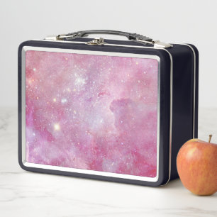 Sternenlicht Rosa Wasserfarbe Sterne Galaxy Metall Brotdose