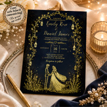 Sternenlicht-Symphonie Goldfolie Hochzeitseinladun