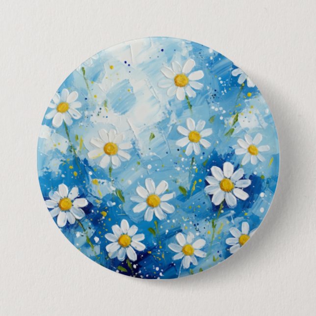 Sternenmargueriten auf Mitternachtsblau Button (Vorderseite)
