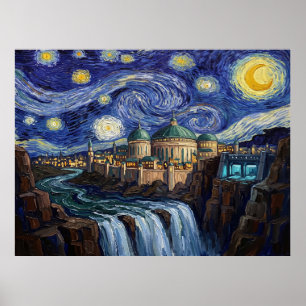 Sternennacht auf Naboo Sci-Fi-Landschaft Poster