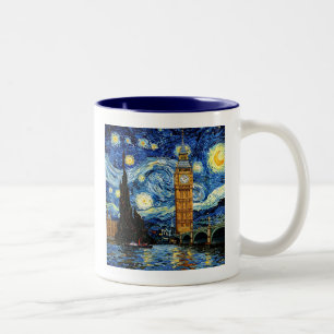 Sternennacht Big Ben London England Zweifarbige Tasse