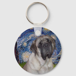 Sternennacht - Bull Mastiff-Porträt Schlüsselanhänger
