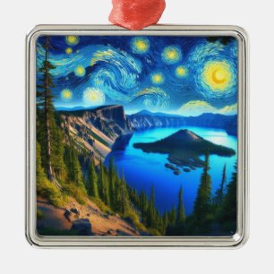 Sternennacht Crater Lake National Park Ornament Aus Metall