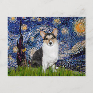 Sternennacht - Dreifarbiger Welsh Corgi 10 Postkarte