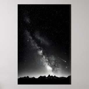 Sternennacht-Druck Milchstraße über Alpenkamm Poster
