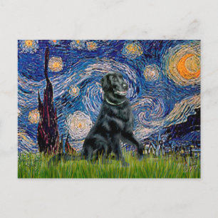 Sternennacht - Flat Coated Retriever 2 Postkarte
