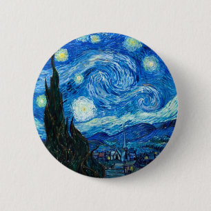 Sternennacht Gemälde von Maler Vincent Van Gogh Button