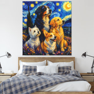 Sternennacht-Hunde Fantasy-Kunstkollektion Leinwanddruck