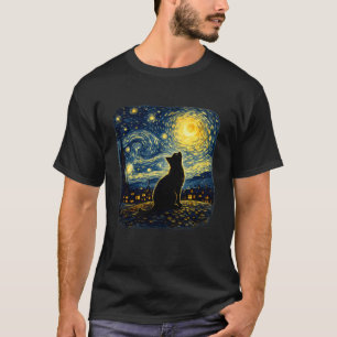 Sternennacht Katze heult den Mond unter dem wirbel T-Shirt