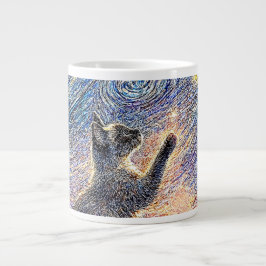 Sternennacht-Katze – Kunst im Stil von Van Gogh Jumbo-Tasse