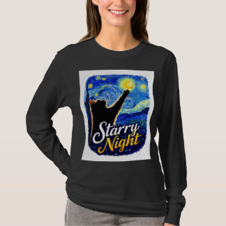 Sternennacht-Katze – Künstlerische schwarze Katze, T-Shirt