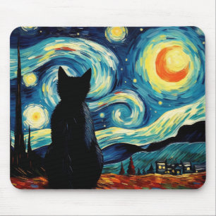 Sternennacht-Katze Mousepad