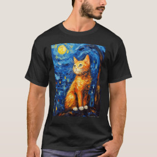 Sternennacht-Katze, Van Gogh-Katze, Katzenliebhabe T-Shirt