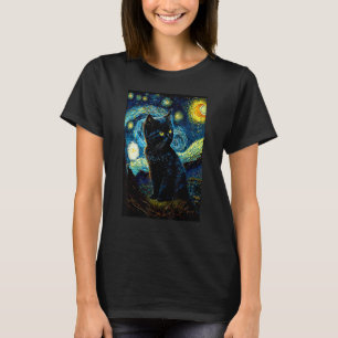 Sternennacht Katze Van Gogh Katze Katzenliebhaber T-Shirt