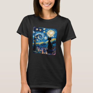 Sternennacht Katzenliebhaber künstlerische Ästheti T-Shirt