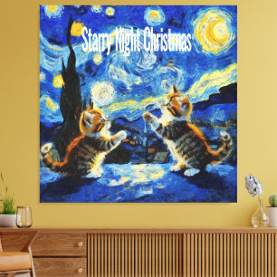 Sternennacht Kittymas Weihnachtsparodie Leinwanddruck