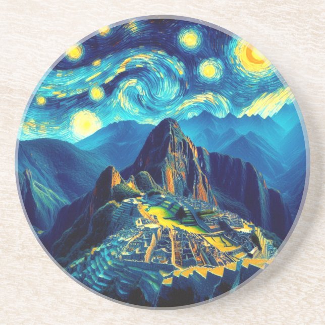 Sternennacht Machu Picchu Peru Getränkeuntersetzer (Vorne)