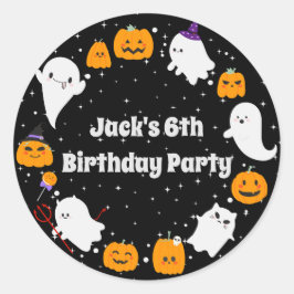 Sternennacht mit Geistern und Pumpkins Runder Aufkleber