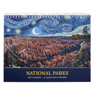 Sternennacht Nationalparks 2027 Van Gogh Stil Kalender