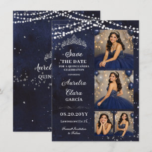 Sternennacht Navy Blau Quinceañera Foto Save Datum Mitteilungskarte