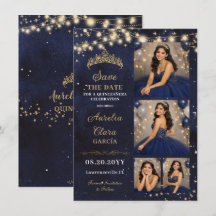 Sternennacht Navy Blau Quinceañera Foto Save-Datum