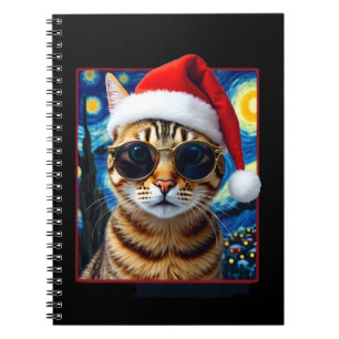 Sternennacht Orange Getigerte Katze Weihnachten Notizblock