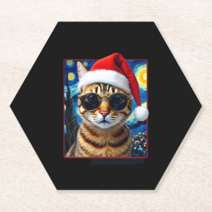 Sternennacht Orange Getigerte Katze Weihnachten Untersetzer